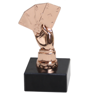 Bronze poker trophy 4 aces