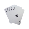 Pile of fanned red-backed playing cards
