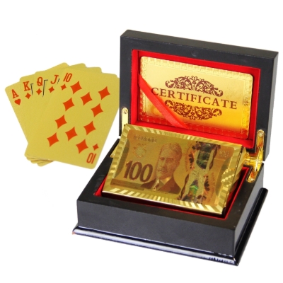 Golden plated playing cards 24K with wooden box