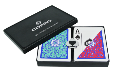 Copag Neoteric poker duopack open case with green and red decks