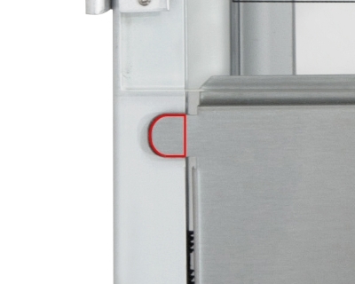 Damping pad installed on stainless steel front door