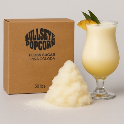 Image de Sucre à barbe à papa JAUNE  – Saveur de PINA COLADA – 50 lbs