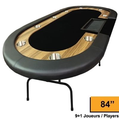 Supreme dealer 84-inch poker table with black top and folding legs