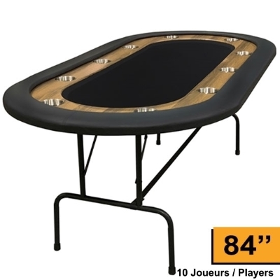 Supreme 84-inch poker table with black top and folding legs